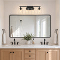 Industrial 4-Light Vanity Light with Clear Glass — Matte Black
