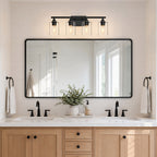 Industrial 4-Light Vanity Light with Clear Glass — Matte Black