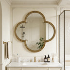 Quatrefoil Beaded Wall Mirror — 31.5", Antique Gold