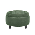 Round Storage Ottoman — 25", Dark Green