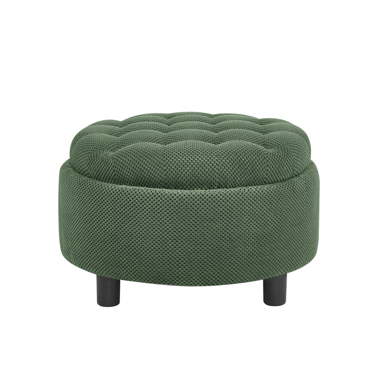 Round Storage Ottoman — 25", Dark Green