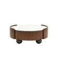 Round Stone-Top Coffee Table — 35", Walnut