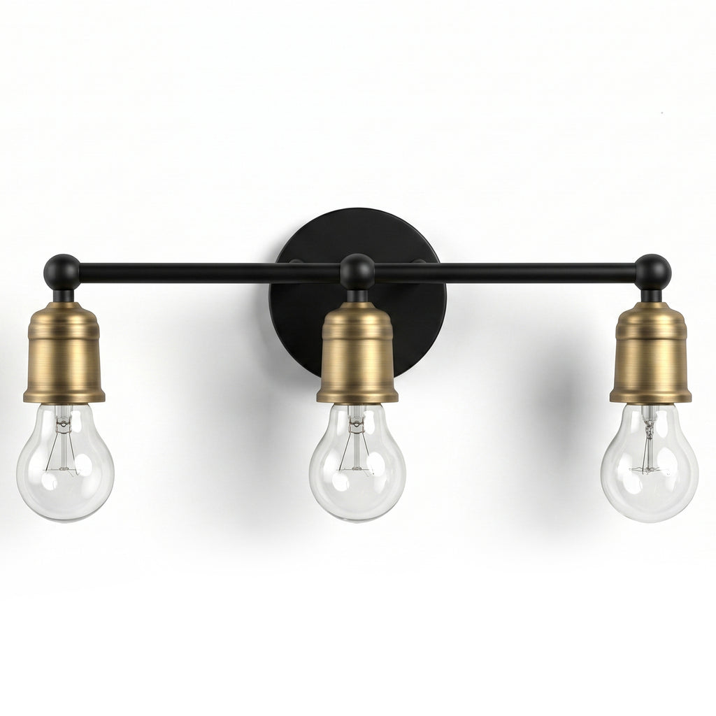 Farmhouse 3-Light Wall Sconce — Black & Gold