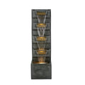 Four-Tier Cascading Fountain with LED Lights — 39", Grey
