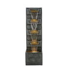 Four-Tier Cascading Fountain with LED Lights — 39", Grey