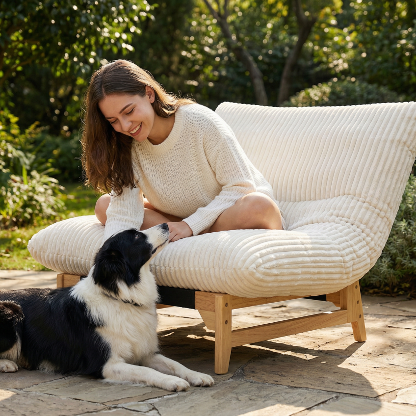 Corduroy Lounge Chair — Off-White