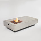Rectangular Concrete Fire Pit Table — 60", Light Gray