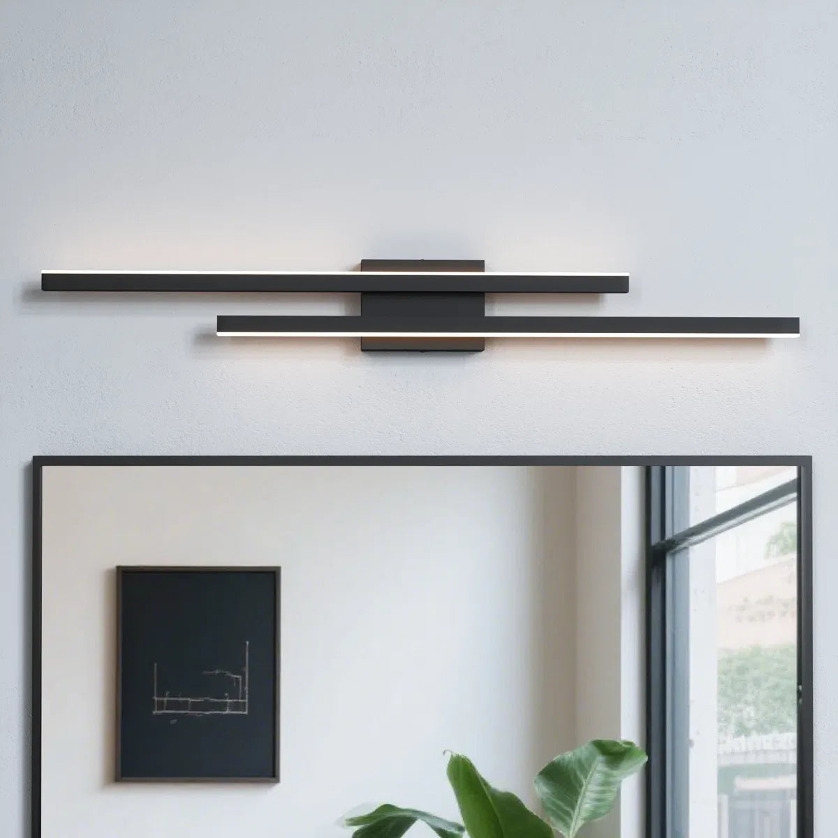 Wrought Iron 2-Light LED Vanity Light — 36", Black