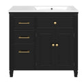 Modern Bathroom Vanity with Ceramic Sink — 36", Black