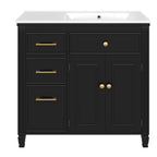 Modern Bathroom Vanity with Ceramic Sink — 36", Black