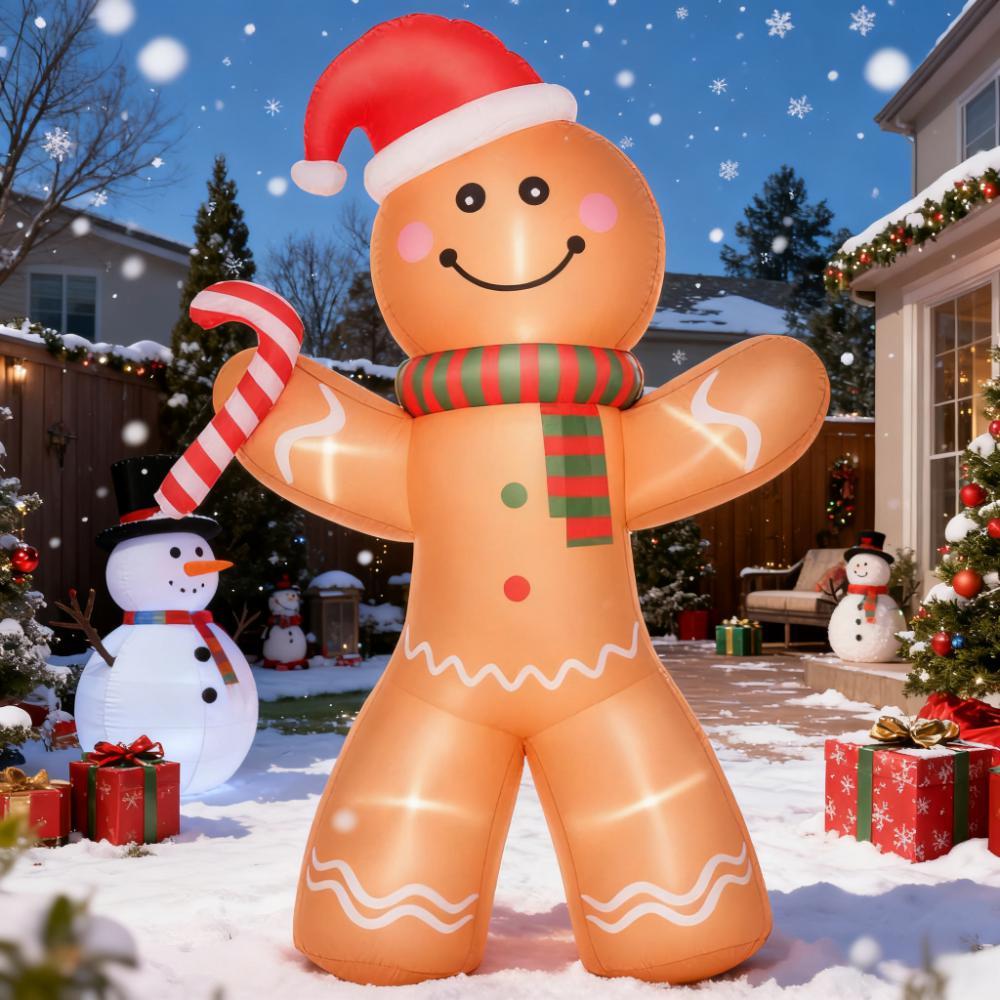 Inflatable Gingerbread Man with Candy Cane