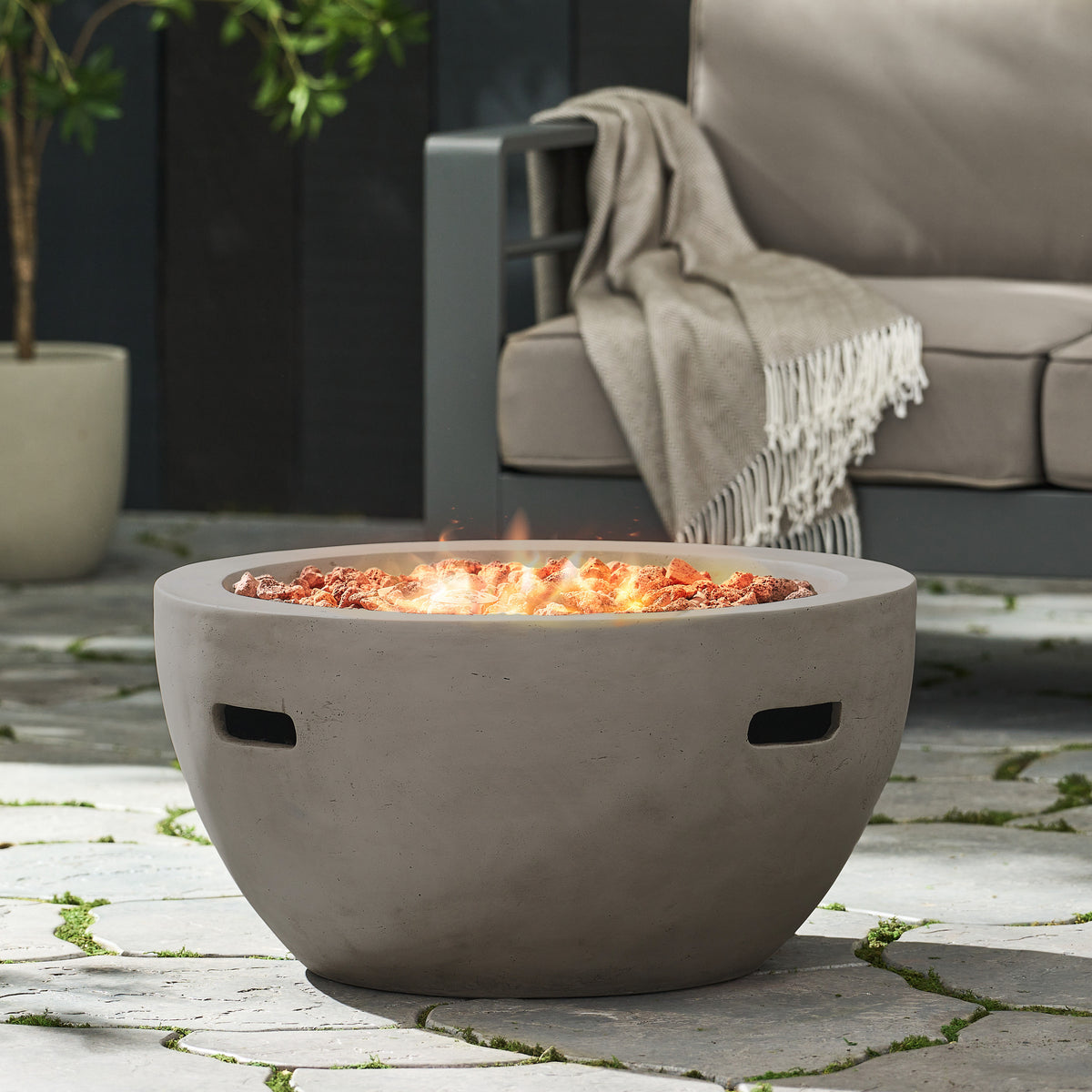 Bowl Fire Pit — 27", Light Gray
